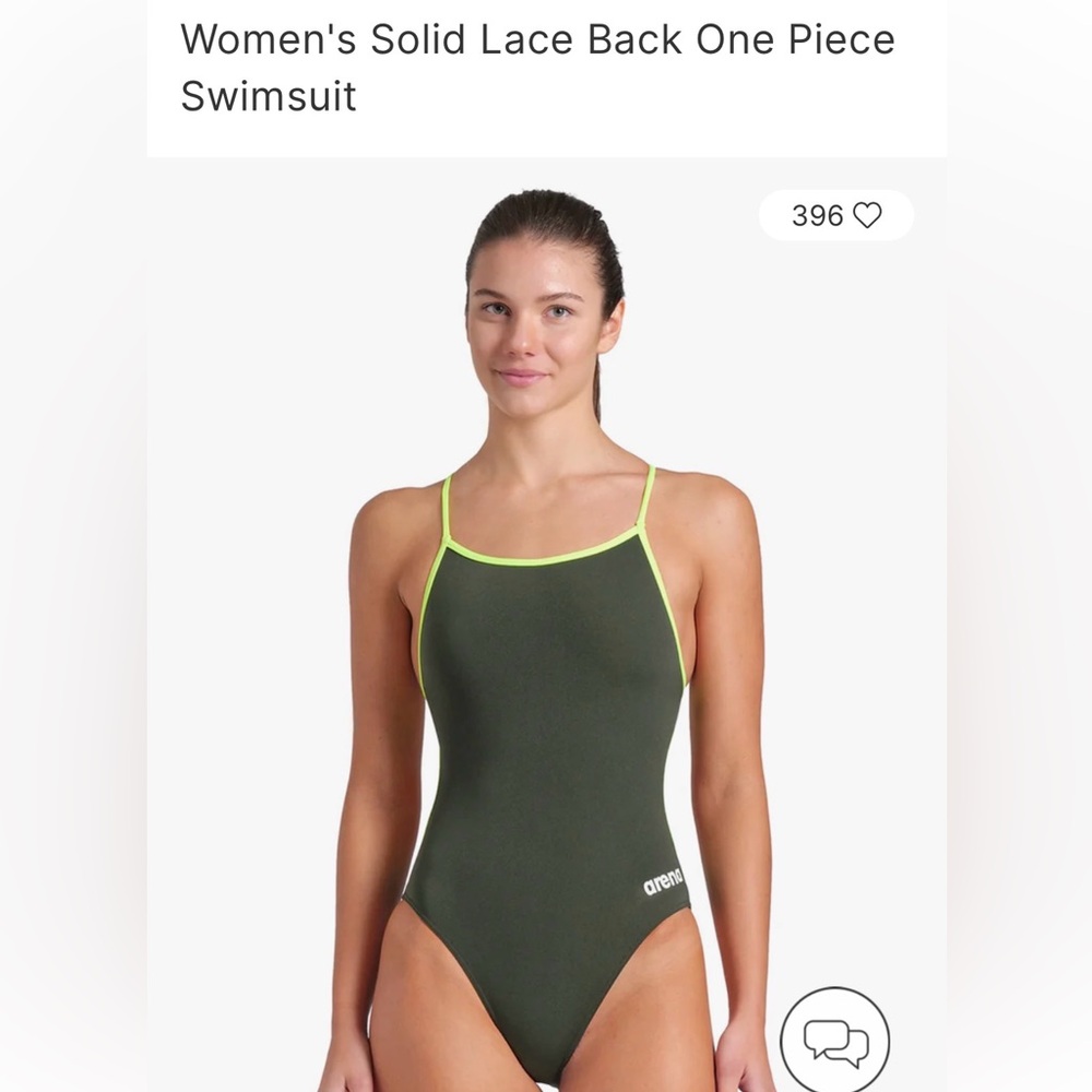 Women’s Arena Green Lace Back One Piece Swim Suit